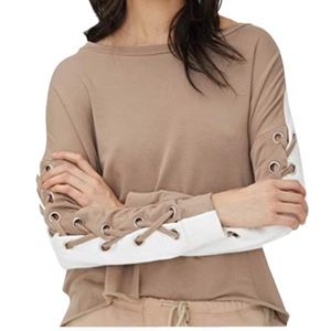 NWOT Generation love Alexis Long sleeve crew neck soft Lace up Sweatshirt M